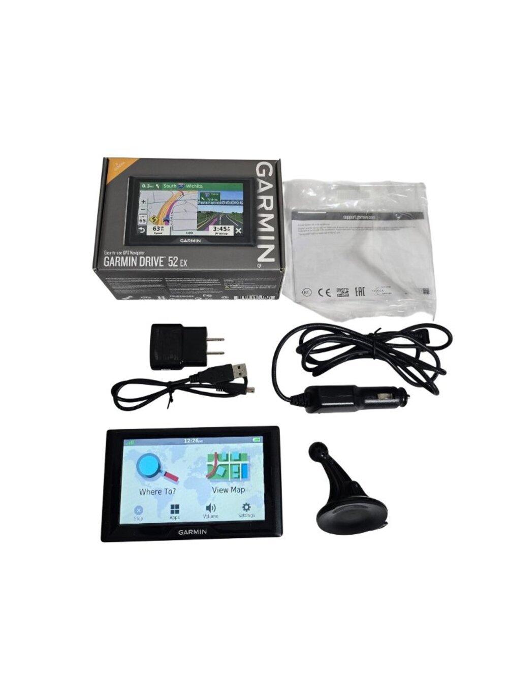 Garmin Drive 52 EX GPS Navigator 5" Touchscreen w Mount Charger Box Tested